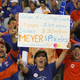 Fans of the Florida Gators celebrate after defeating the Ohio State Buckeyes in the 2007 Tostitos BCS National Championship Game at the University of Phoenix Stadium.